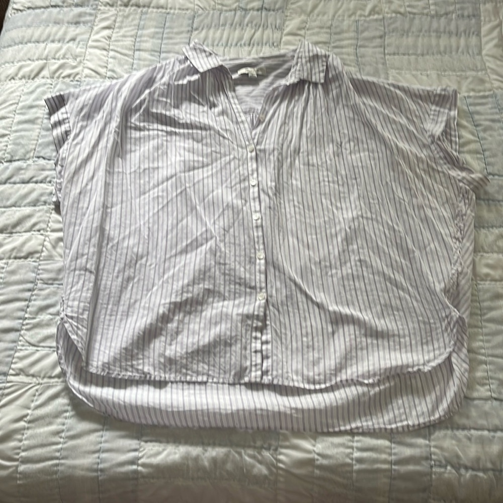 Madewell Central Shirt in Lavender Stripe Size XL